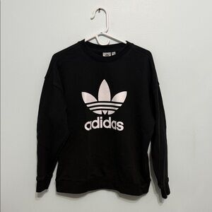 Adidas Black Crewneck with White Trefoil Logo
